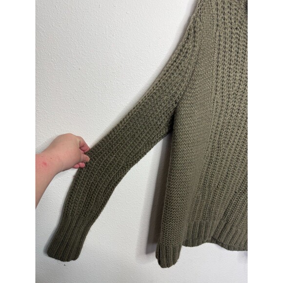 Banana Republic Sz M Chunky Mixed Stitch Turtleneck Sweater Tigers Eye Green - Picture 4 of 12
